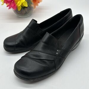 Clarks Collection Black Leather Loafers Size 10 BLO6208E